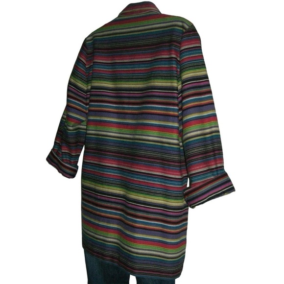 Vintage 80s Rainbow Striped Oversized Blazer Bohemian Southwestern Boho Festival - Picture 7 of 11
